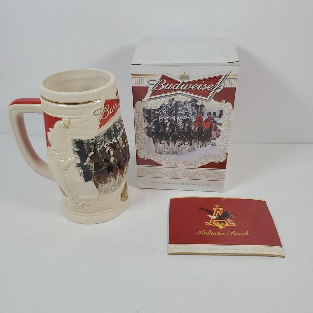 2014 Budweiser Holiday Stein "Holiday Lane"‎ New In Box w/COA
